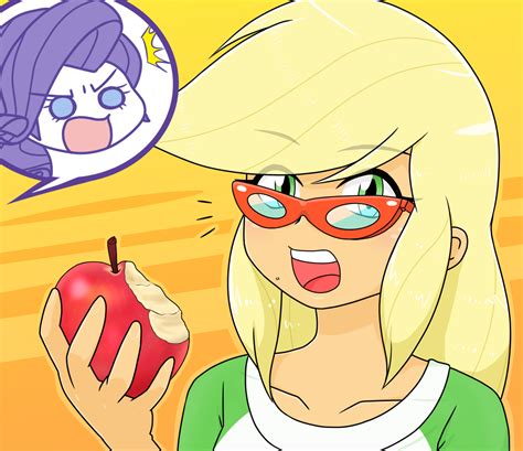 Safe Artist Batipin Applejack Rarity Human Equestria