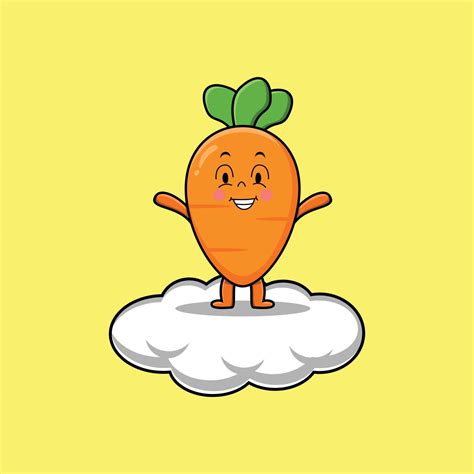 Cute Cartoon Carrot Standing In Cloud Vector 8974850 Vector Art At Vecteezy