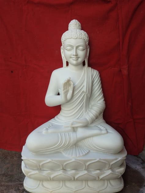 Jaipurcrafts Religious Buddha White Marble Statue Sizedimension 24