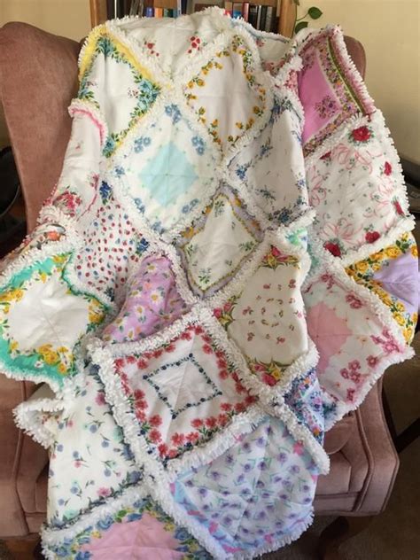 Hanky Quilt Vintage Style New Hanky Handkerchief Rag Quilt Made To