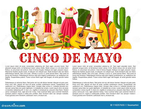 Mexican Cinco De Mayo Holiday Fiesta Vector Poster Stock Vector