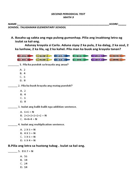 Second Periodical Test Math 3 And Scince 3 Pdf