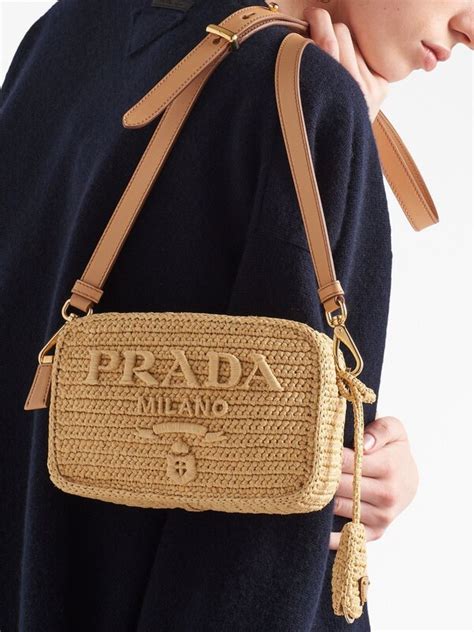 Prada Raffia Shoulder Bag Neutrals Editorialist