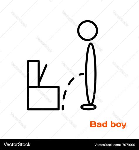 A Simple Linear Image Of Boy Pissing Past Vector Image