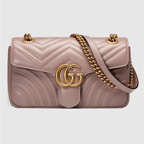 Dusty Pink Leather Gg Marmont Matelass Shoulder Bag Gucci Uk