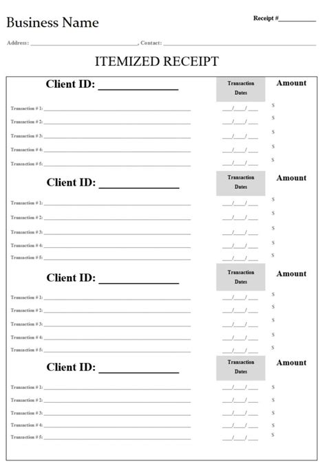 Itemized Receipt Template Free Word Excel Templates