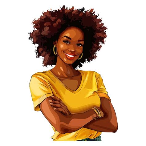 Premium Vector Happy Afro Woman With Crossed Arms