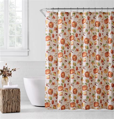 Fall Pumpkin Design Long Shower Curtain Farmhouse Shower Curtains