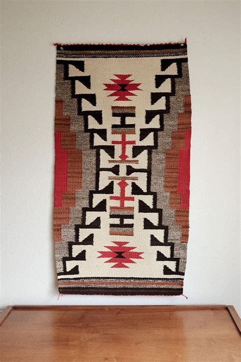 Mid Century Navajo Rug Wall Hanging Beautiful Geometric Design