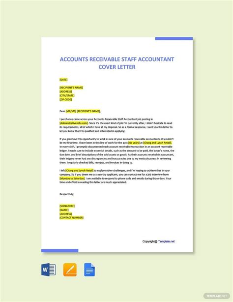 Accounts Receivable Staff Accountant Cover Letter In Word Google Docs