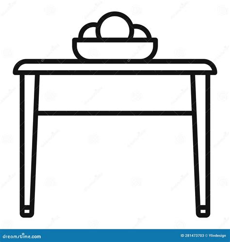 Wood Table Icon Outline Vector Kitchen Room Stock Illustration