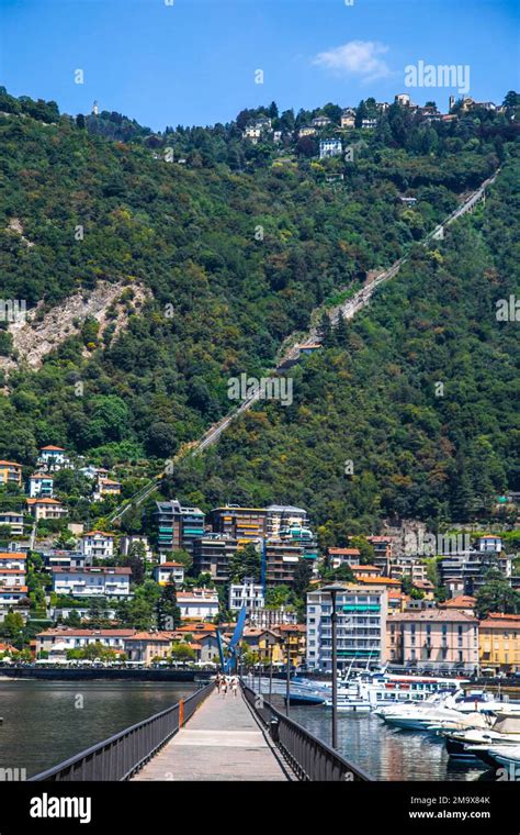 View Of The Como Brunate Funicular In Lake Como Nothern Italy Stock