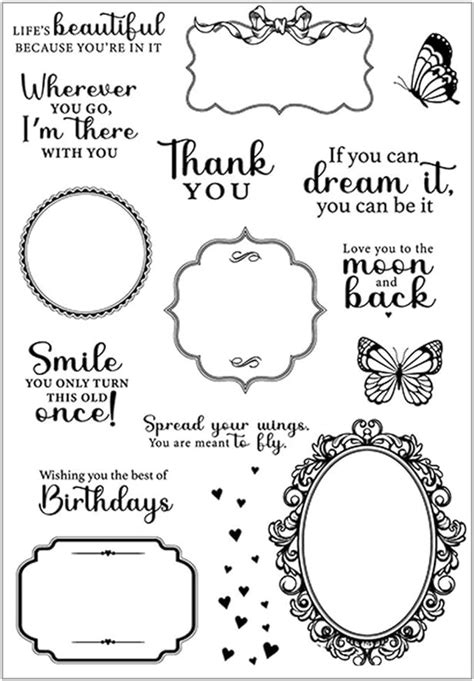 Arbuya Frame Window Clear Stamps For Card Making Or Journaling Sentiment Thank You