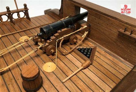 Ancient Battleship Deck 8 Pound Cannon Scene Model Kit Wood Ship Model Kit