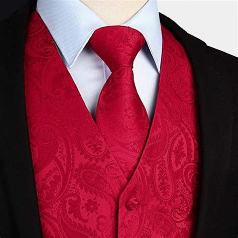 Red Paisley Vest And Tie Set Red Waistcoat Gentlemans Guru