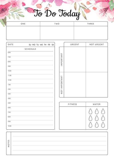 Printable To Do Today PDF Download | Daily planner pages, Planner pages ...