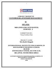 31403178 HDFC Customer Relationship Doc 1 A PROJECT REPORT ON