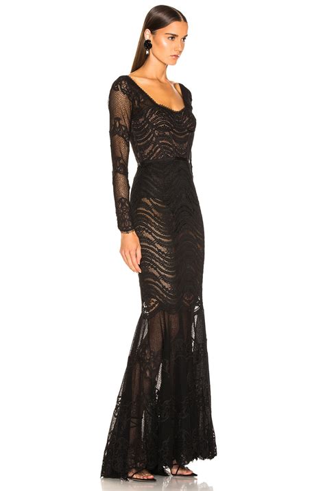 Simkhai Lace Bustier Gown In Black Fwrd