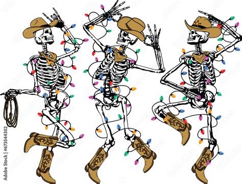 Christmas Cowboy Skeleton Svg Dancing Skeletons Svg Howdy Skeleton