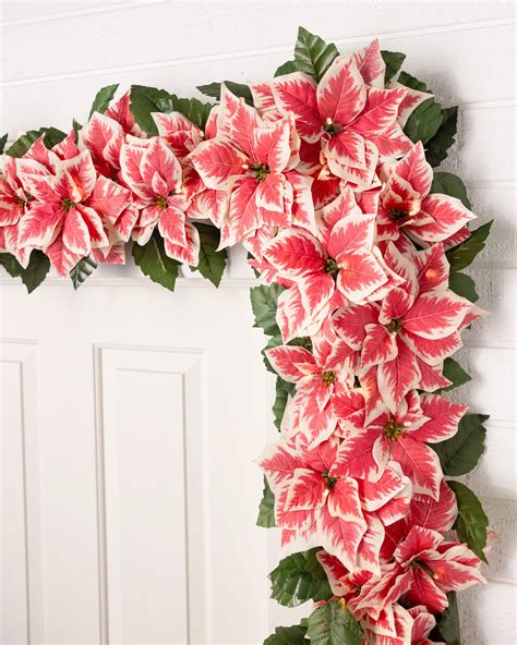 Outdoor Lit Poinsettia Celebration Artificial Christmas Foliage