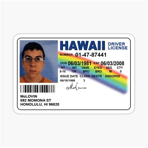 "Mclovin Fake ID" Sticker for Sale by FanFoxy | Redbubble