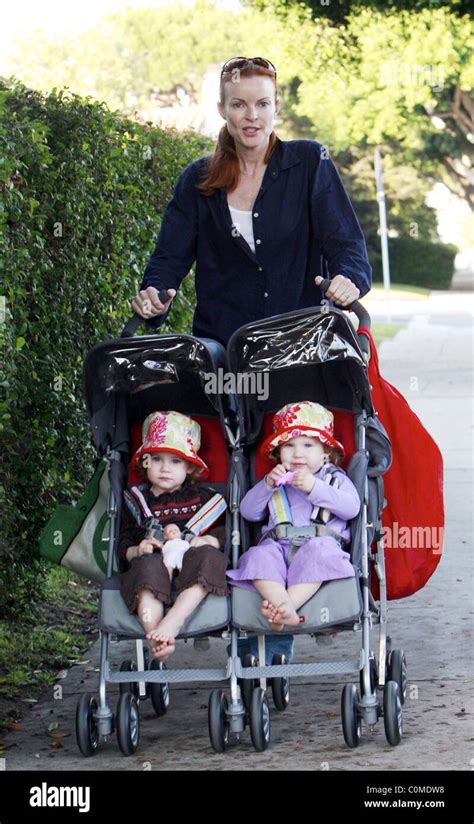 Marcia Cross Takes Her Twin Daughters Eden And Savannah To Play In Brentwood Park Los Angeles