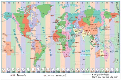 Thế giới bản đồ múi giờ trên trái đất thuởng thức tại nhà