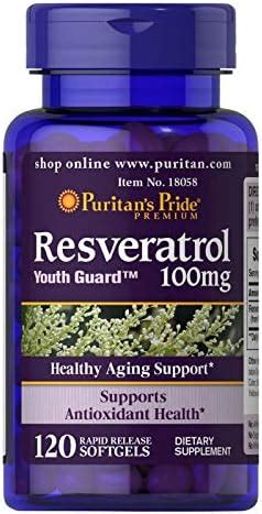 Amazon Puritan s Pride Resveratrol 100 mg 120 cápsulas blandas