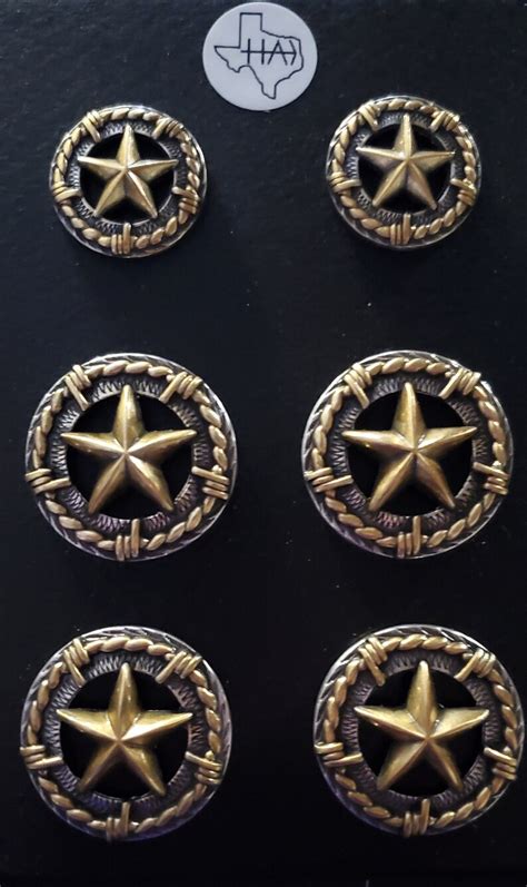 Saddle Set Conchos With Antique Sterling And Gold 3 D Stars Etsy