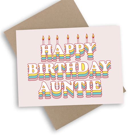 Happy Birthday Auntie Pink Layer Cake Card By Mimi And Mae Worksheets