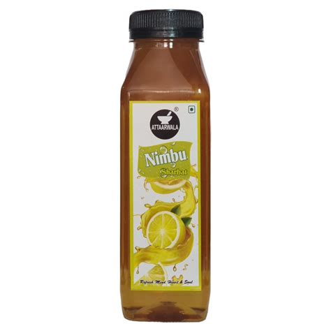 Lime Natural Attaarwala Nimbu Sharbat 100 Made From Nimbu Lemon Packaging Size 300 Ml