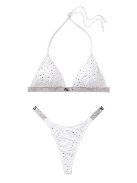 Купальник Bride Shine Triangle Bikini Top Thong Bikini Bottom White купить оригинал в Киеве