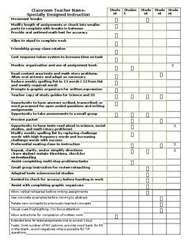 SDI classroom chart template by Jessica Reyes | TPT