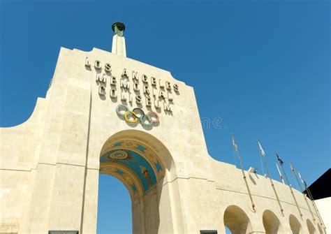 Olympic Rings On La Coliseum Entrance Editorial Stock Photo Image Of