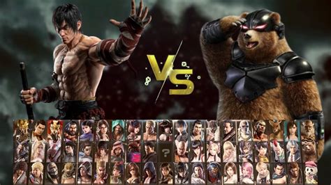 Tekken all characters Law Marshall vs Kuma Panda comparison 鉄拳全キャラロー