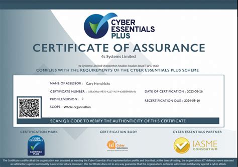 Cyber Essentials Plus Certification 4s Systems Limited Shepperton