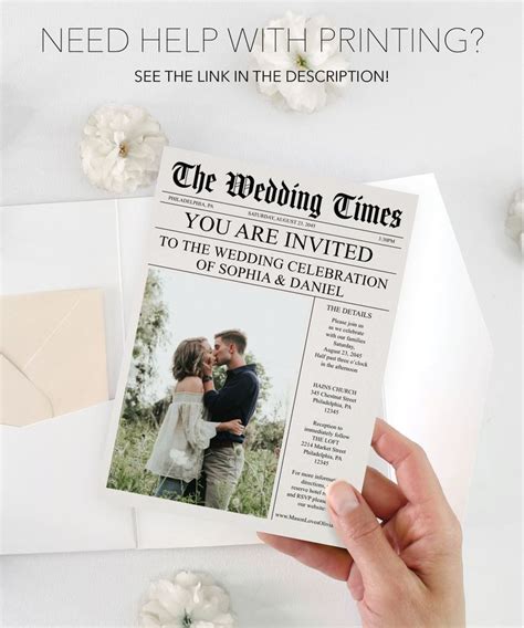 Newspaper Wedding Invitations Template Fully Editable Unique Wedding