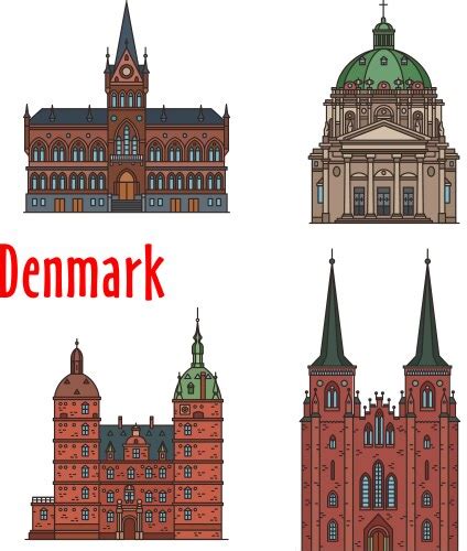 Denmark Set Landmark Icons Royalty Free Vector Image