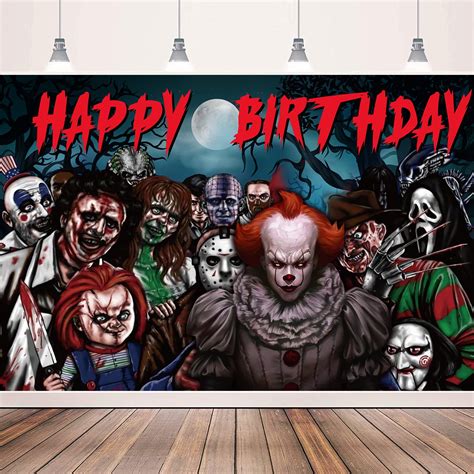 Buy Horror Movie Happy Birthday Backdrop Party Supplies, Horror Decor ...