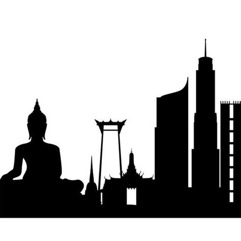 Bangkok Skyline Printable Black White Wall Art Bangkok Thailand