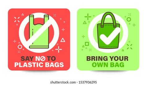 Set No Plastics Sign Environmental Problem Stock Vector Royalty Free