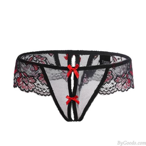 Sexy Bowknot Flower Lace Jacquard Women S Underwear Underpants Briefs Low Rise Lingerie T Back G