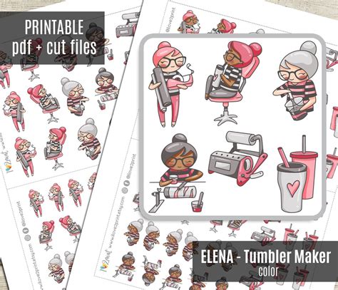 Elena Planner Girl Tumbler Maker COLOR Printable Planner Stickers