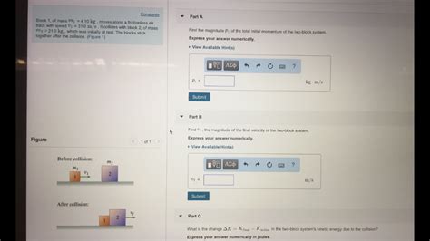 Solved Constants Part A Block 1 Of Mass M1 4 10 Kg Moves