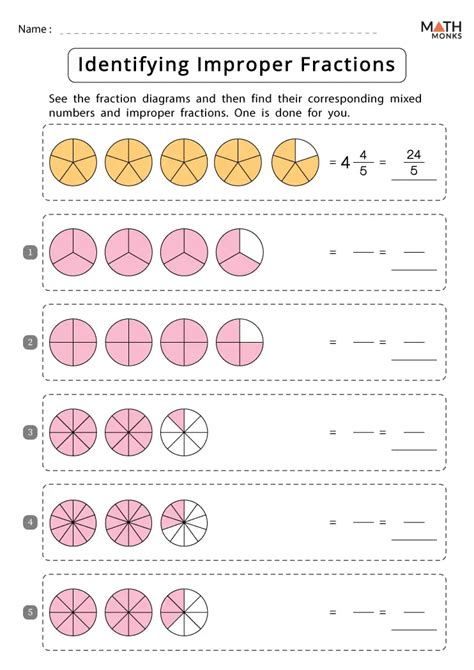 Improper Fractions Worksheets Math Monks