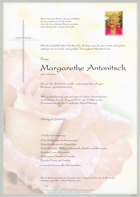 Parte für Margarethe Antonitsch pax requiem