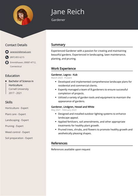 Gardener Resume Example Free Guide