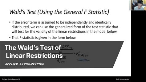 The Walds Test Of Linear Restrictions Youtube