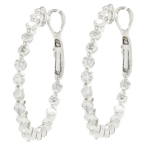 Jona White Diamond 18 Karat White Gold Inside Out Pavé Hoop Earrings For Sale At 1stdibs Pave