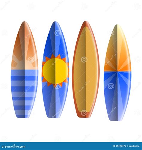 Set Of Surfboards Stock Vector Illustration Of Beautiful 84490475